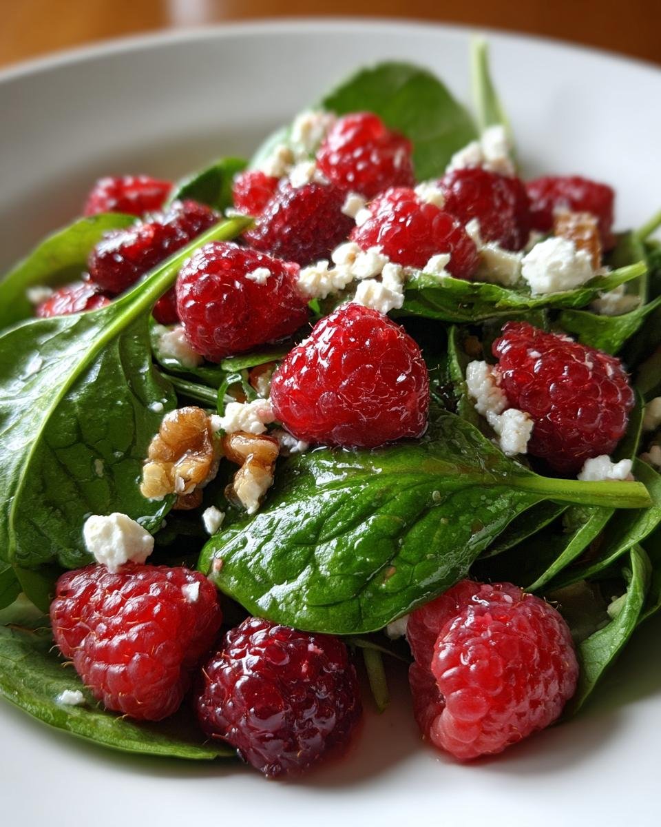 Berry Spinach Salad with Goat Cheese and Raspberry Vinaigrette - detail 1