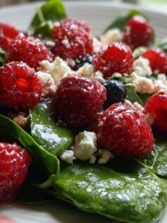 Berry Spinach Salad with Goat Cheese and Raspberry Vinaigrette
