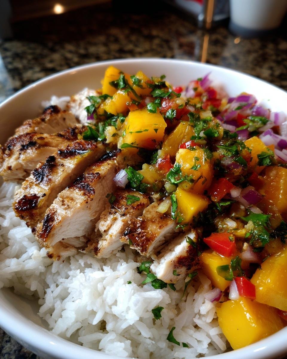 Cilantro-Lime Chicken Bowls with Peach Salsa - detail 1