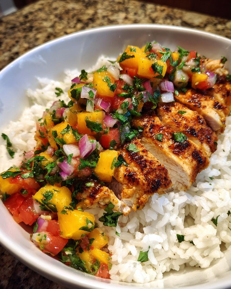 Cilantro-Lime Chicken Bowls with Peach Salsa - detail 2