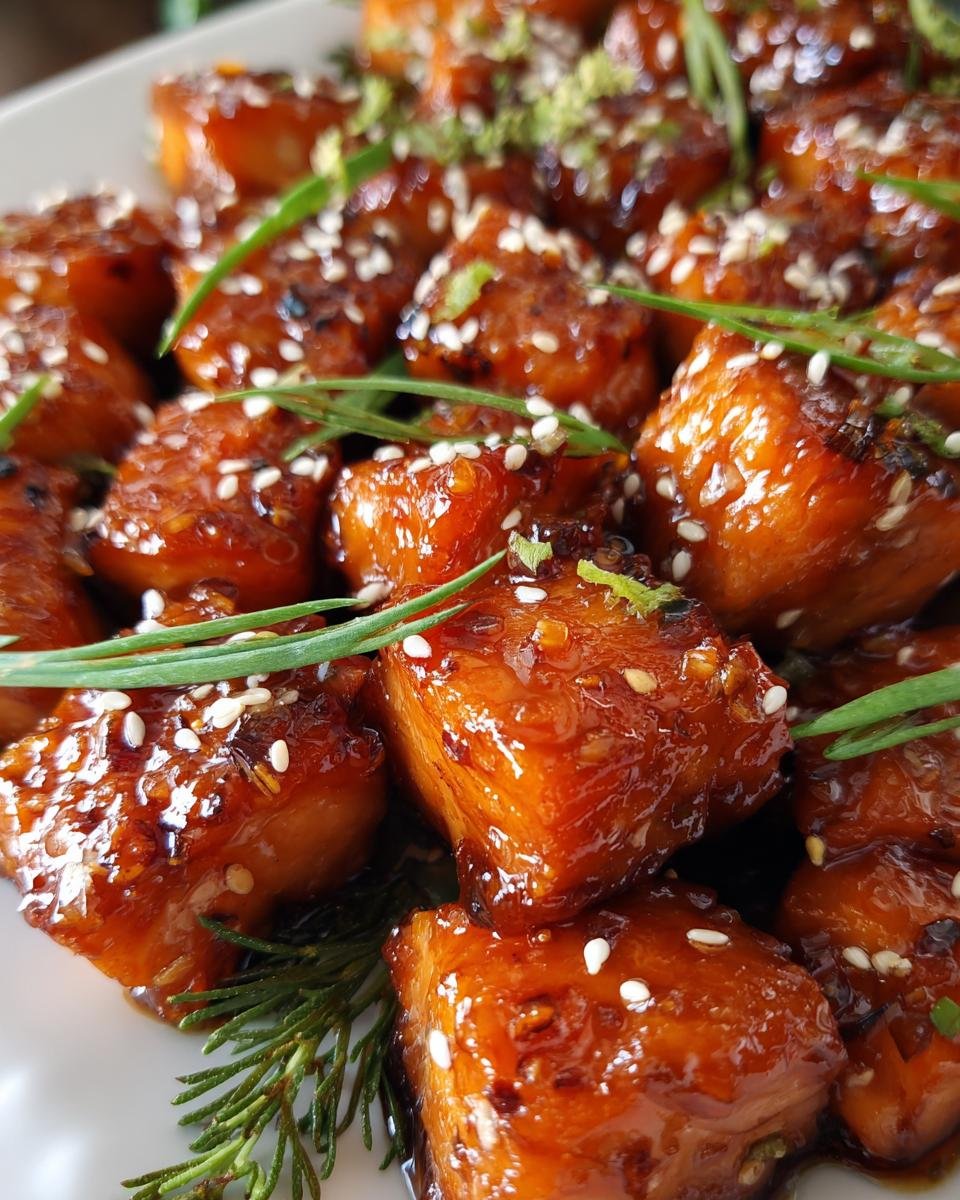 Honey Garlic Glazed Salmon Bites for Christmas - detail 2