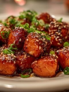 Honey Garlic Glazed Salmon Bites for Christmas