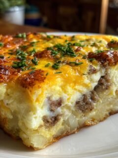 Sausage, Egg, and Cream Cheese Hashbrown Casserole