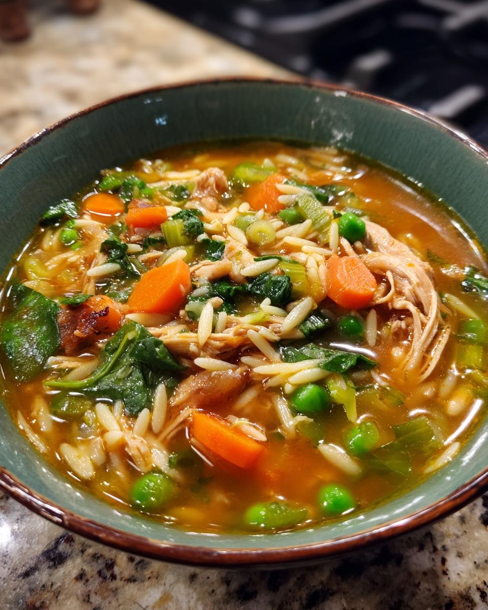 Hearty Chicken Orzo Soup with Fresh Vegetables - detail 1