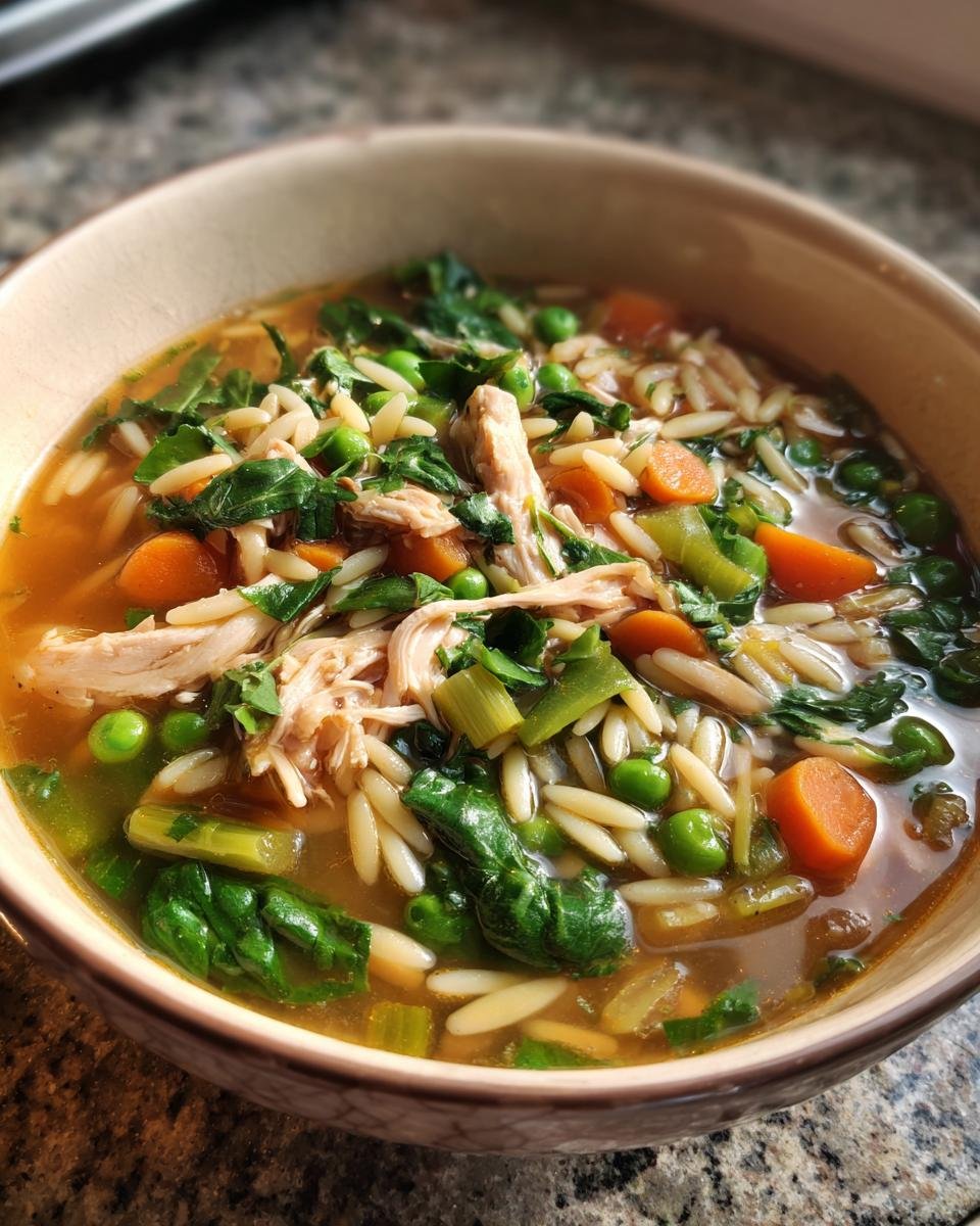 Hearty Chicken Orzo Soup with Fresh Vegetables - detail 2