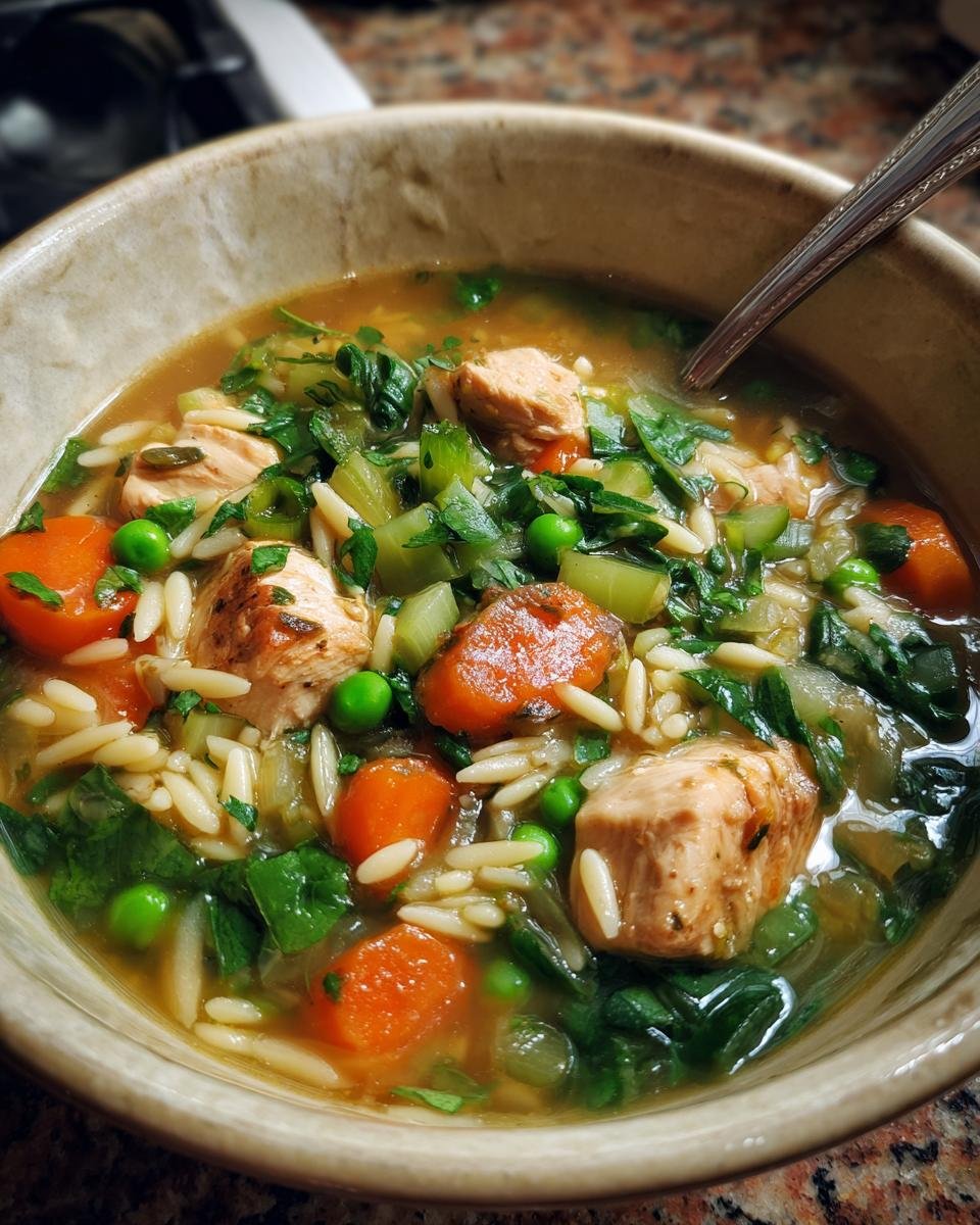Hearty Chicken Orzo Soup with Fresh Vegetables - detail 3