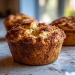 Close-up of a perfectly baked Apple Cinnamon Muffin with a golden-brown crust and cinnamon streusel topping.