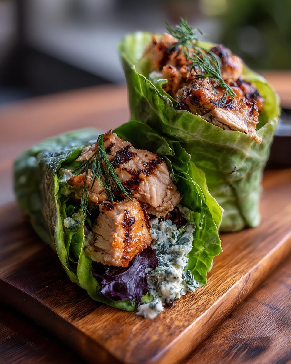 Two Delicious Chicken Caesar Salad Wraps filled with grilled chicken, lettuce, and creamy Caesar dressing on a wooden board.