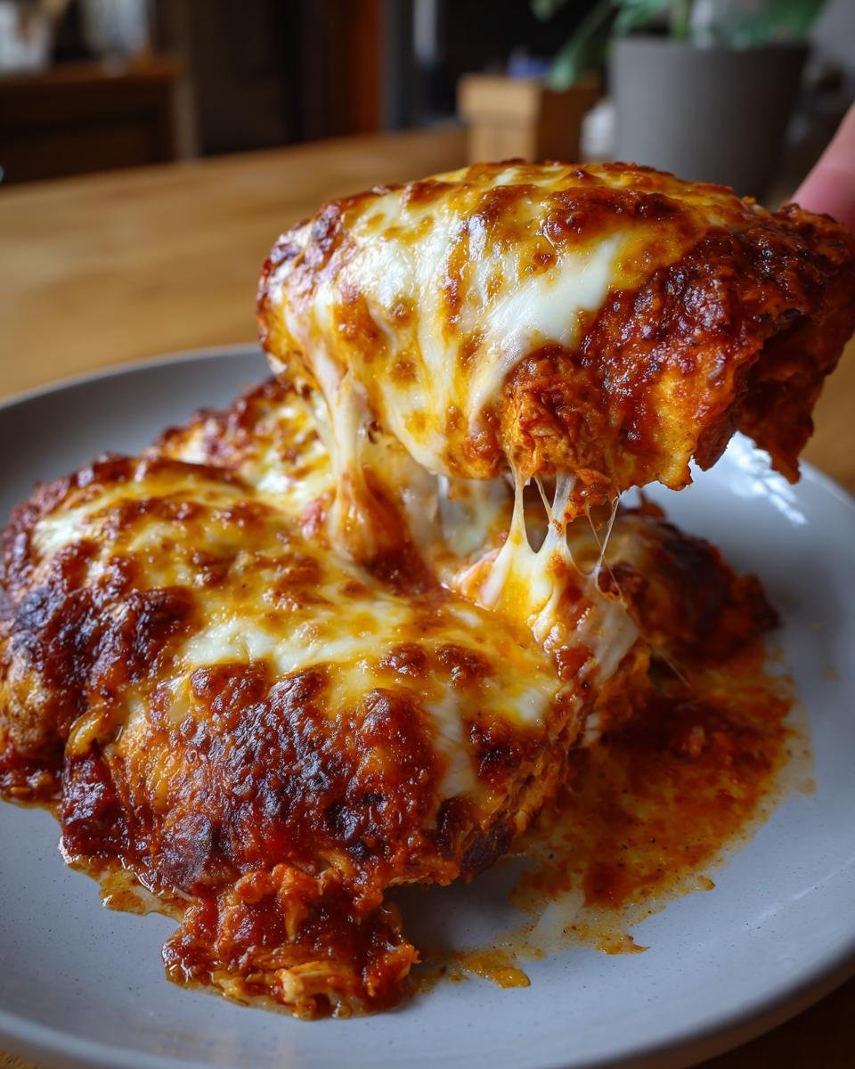 A serving of Irresistible Cheesy Chicken Enchiladas, with melted cheese strings stretching as a portion is lifted.