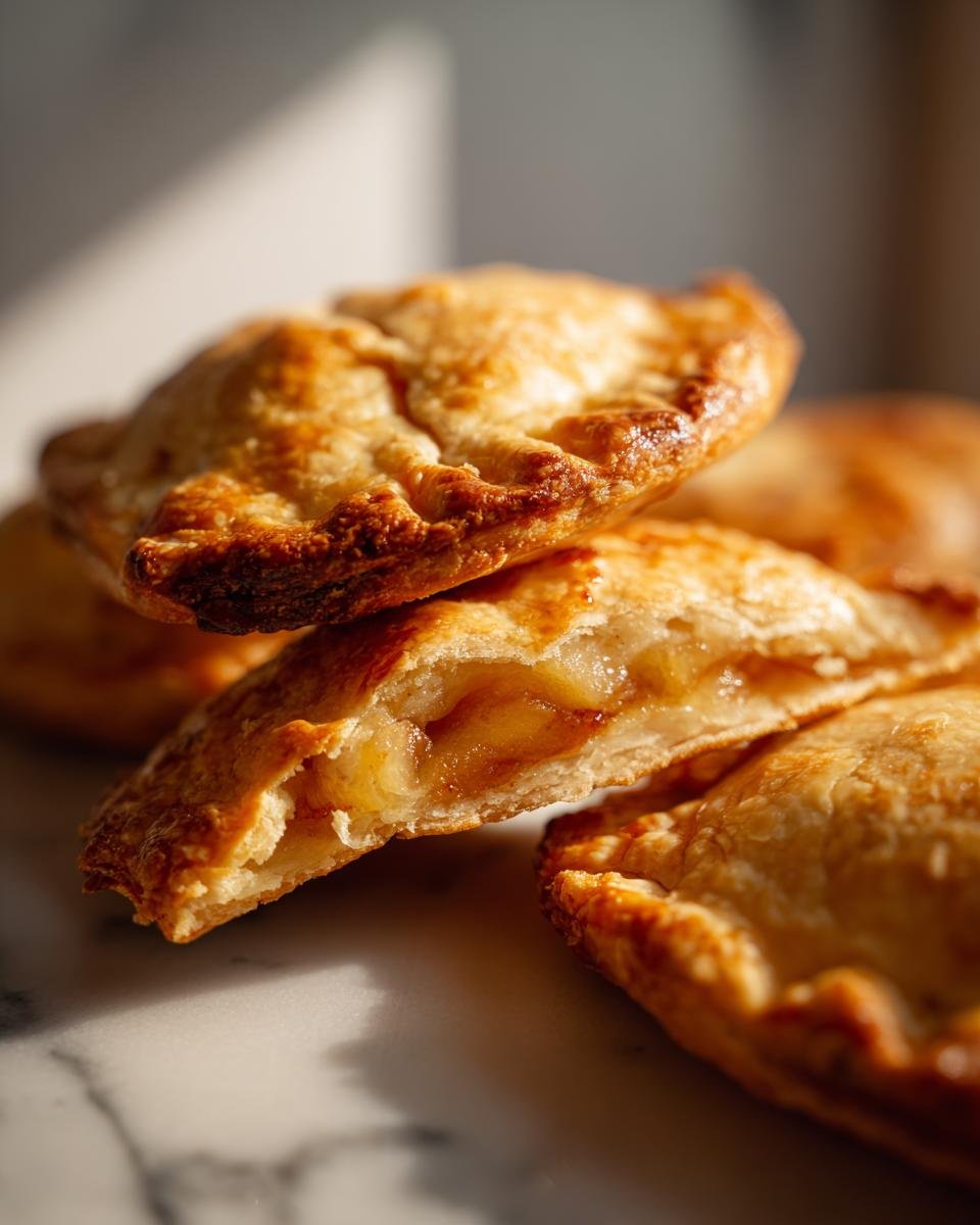 Close-up of Irresistible Nectarine Hand Pies with flaky golden pastry and a sweet fruit filling.