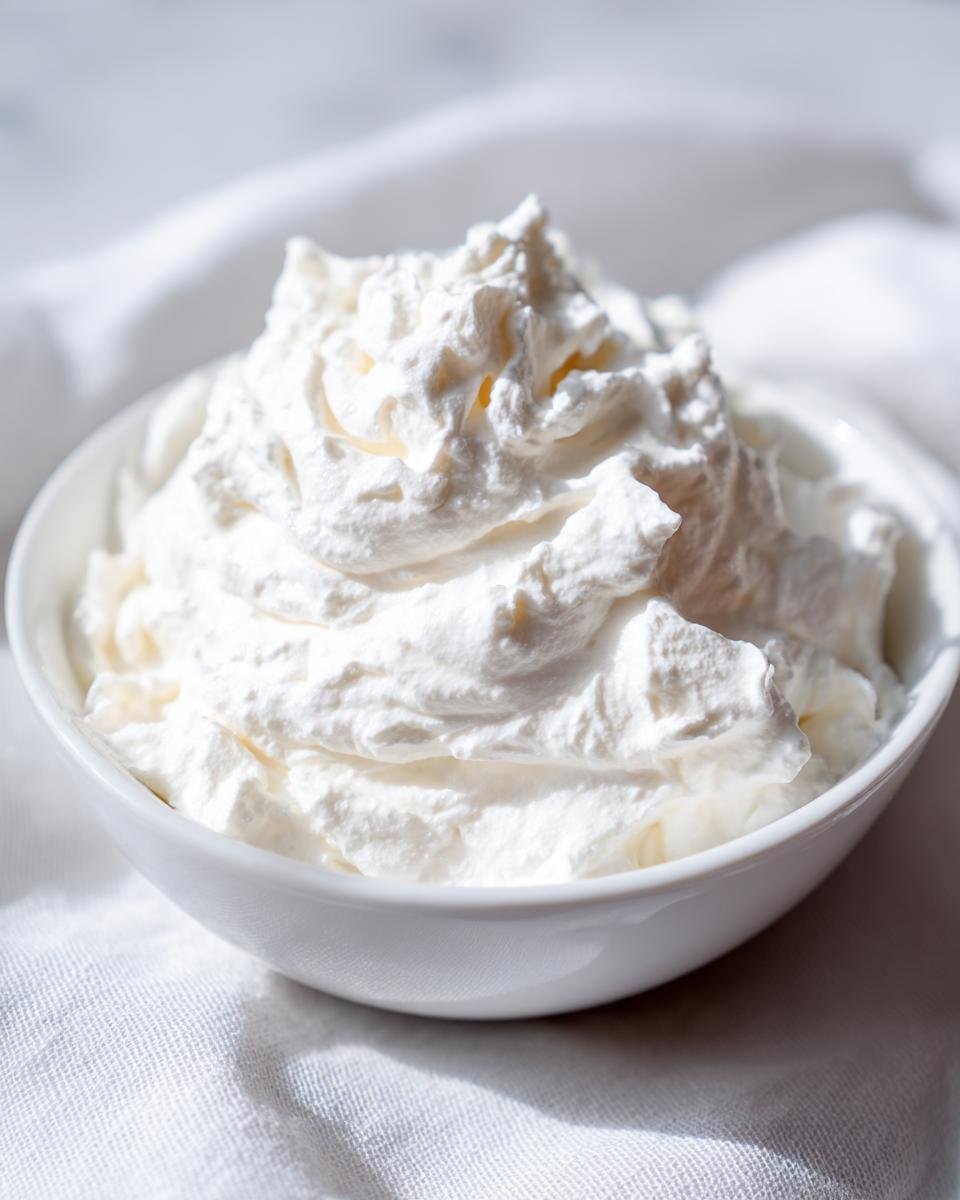 A white bowl filled with freshly whipped cream, often used in Horseradish Recipes.